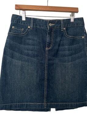 L.L.Bean Dark Blue Favorite Fit Straight Denim Mini Skirt 8 P